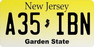 NJ license plate A35IBN