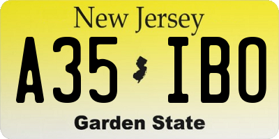NJ license plate A35IBO