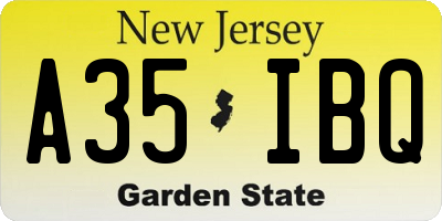 NJ license plate A35IBQ