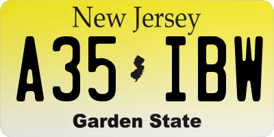 NJ license plate A35IBW