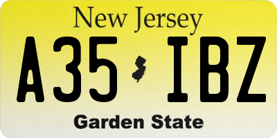 NJ license plate A35IBZ