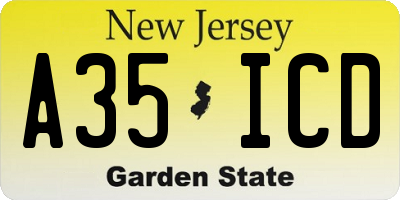NJ license plate A35ICD