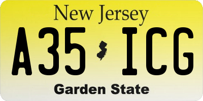 NJ license plate A35ICG