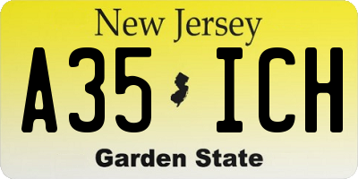 NJ license plate A35ICH