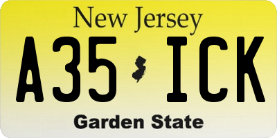 NJ license plate A35ICK