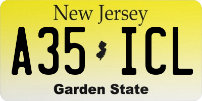 NJ license plate A35ICL