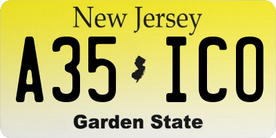 NJ license plate A35ICO