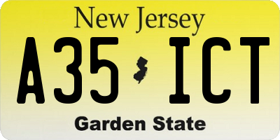 NJ license plate A35ICT
