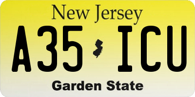 NJ license plate A35ICU