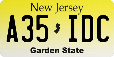NJ license plate A35IDC