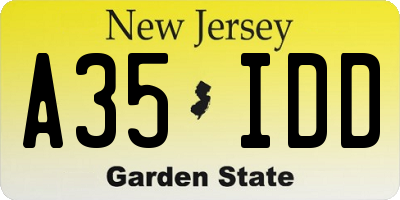 NJ license plate A35IDD