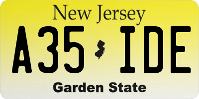 NJ license plate A35IDE