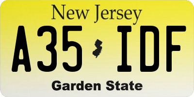 NJ license plate A35IDF