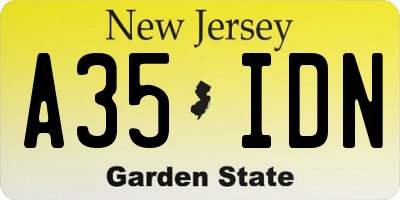 NJ license plate A35IDN