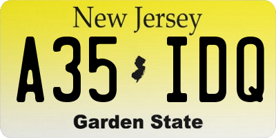 NJ license plate A35IDQ