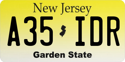 NJ license plate A35IDR
