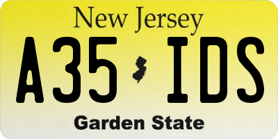 NJ license plate A35IDS