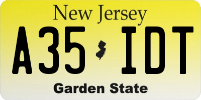 NJ license plate A35IDT