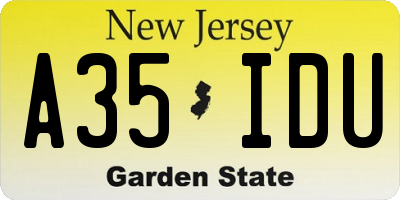 NJ license plate A35IDU
