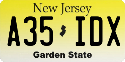 NJ license plate A35IDX