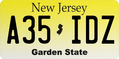 NJ license plate A35IDZ