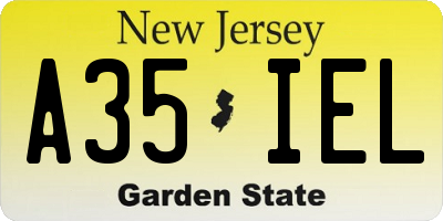 NJ license plate A35IEL