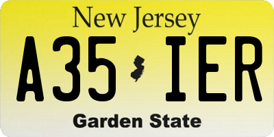 NJ license plate A35IER
