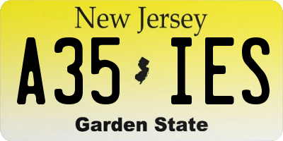 NJ license plate A35IES