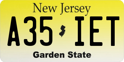 NJ license plate A35IET