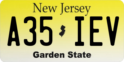 NJ license plate A35IEV
