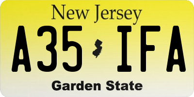 NJ license plate A35IFA