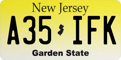 NJ license plate A35IFK