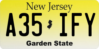 NJ license plate A35IFY