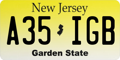 NJ license plate A35IGB
