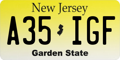 NJ license plate A35IGF