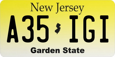 NJ license plate A35IGI