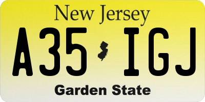 NJ license plate A35IGJ
