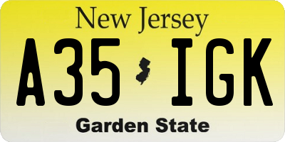 NJ license plate A35IGK