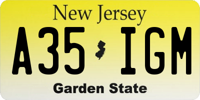 NJ license plate A35IGM