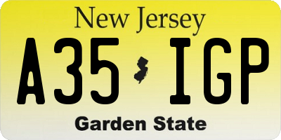 NJ license plate A35IGP