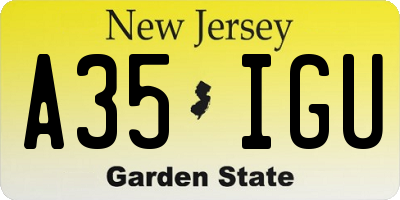 NJ license plate A35IGU