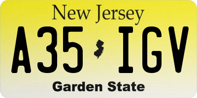 NJ license plate A35IGV