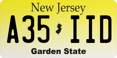 NJ license plate A35IID