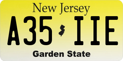 NJ license plate A35IIE