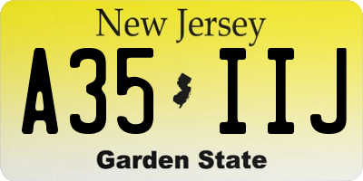 NJ license plate A35IIJ