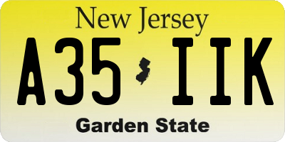 NJ license plate A35IIK