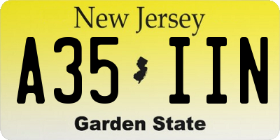 NJ license plate A35IIN