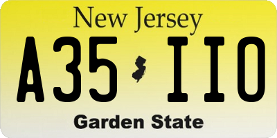 NJ license plate A35IIO