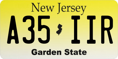 NJ license plate A35IIR