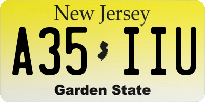 NJ license plate A35IIU